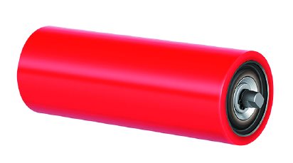 Red cylindrical roller with its bearing visible at the end